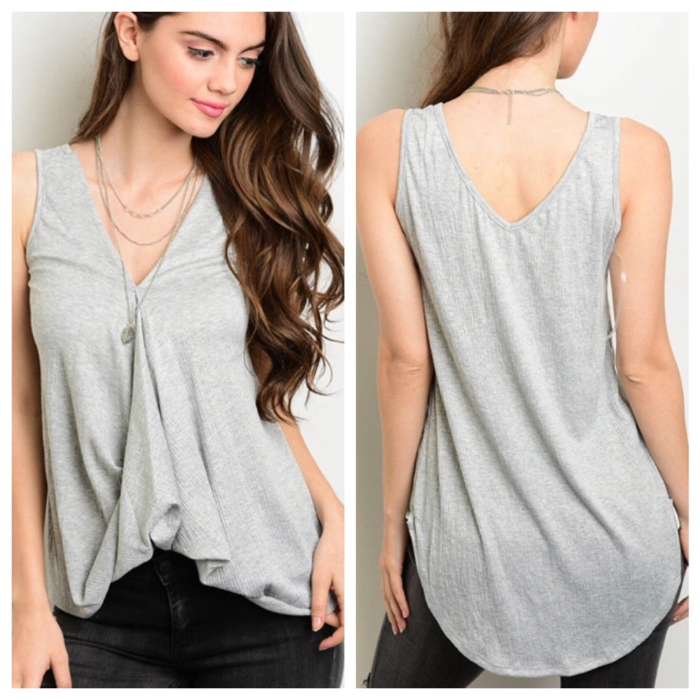 Grey, Sleeveless Bubble Hem Top - Picture 4 of 8